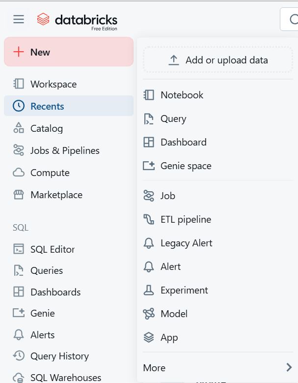 databricks free edition create notebooks